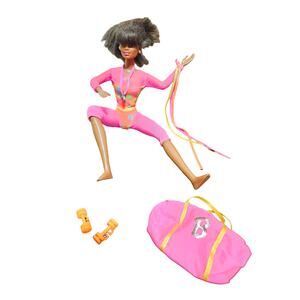 Vintage 1993 Gymnast Barbie Doll Bend & Move Body - African American - Rare